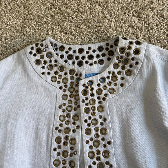 Doncaster Sport Womens Size M Light Blue Grommet Embellished Cotton Blend Jacket - Picture 12 of 12